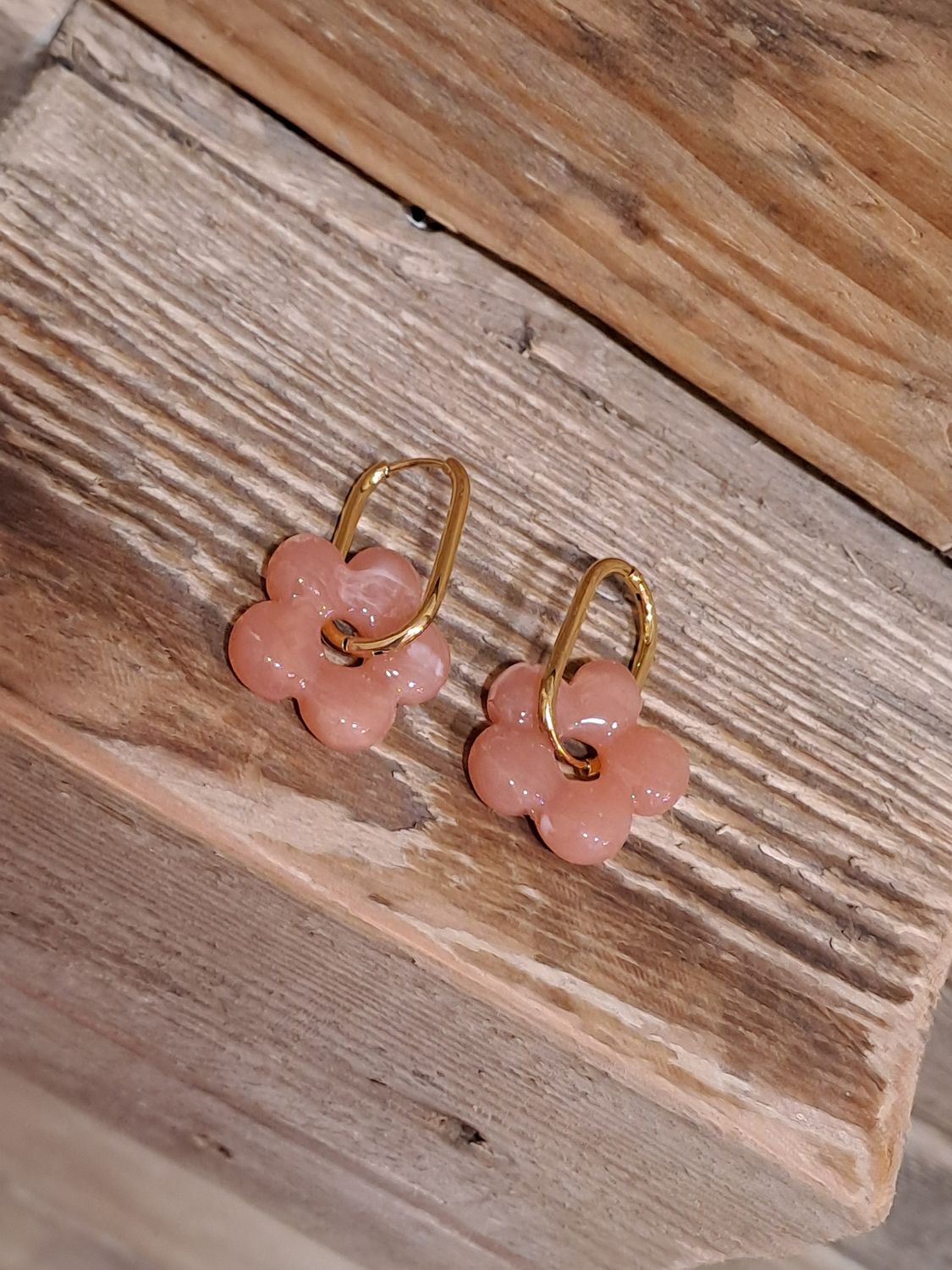 Les boucles pâquerettes rose poudré 