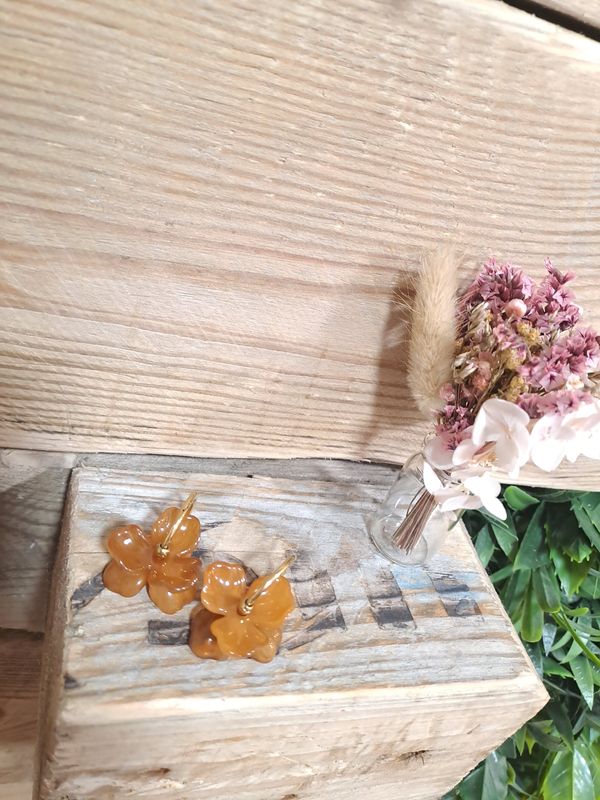La créole double fleurs camel 🌸