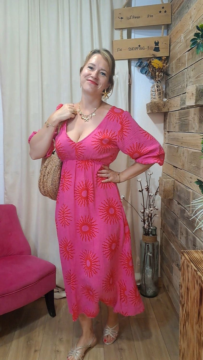 La robe longue soleil rose