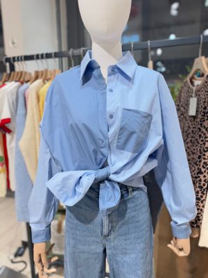 Chemise bleue bicolore