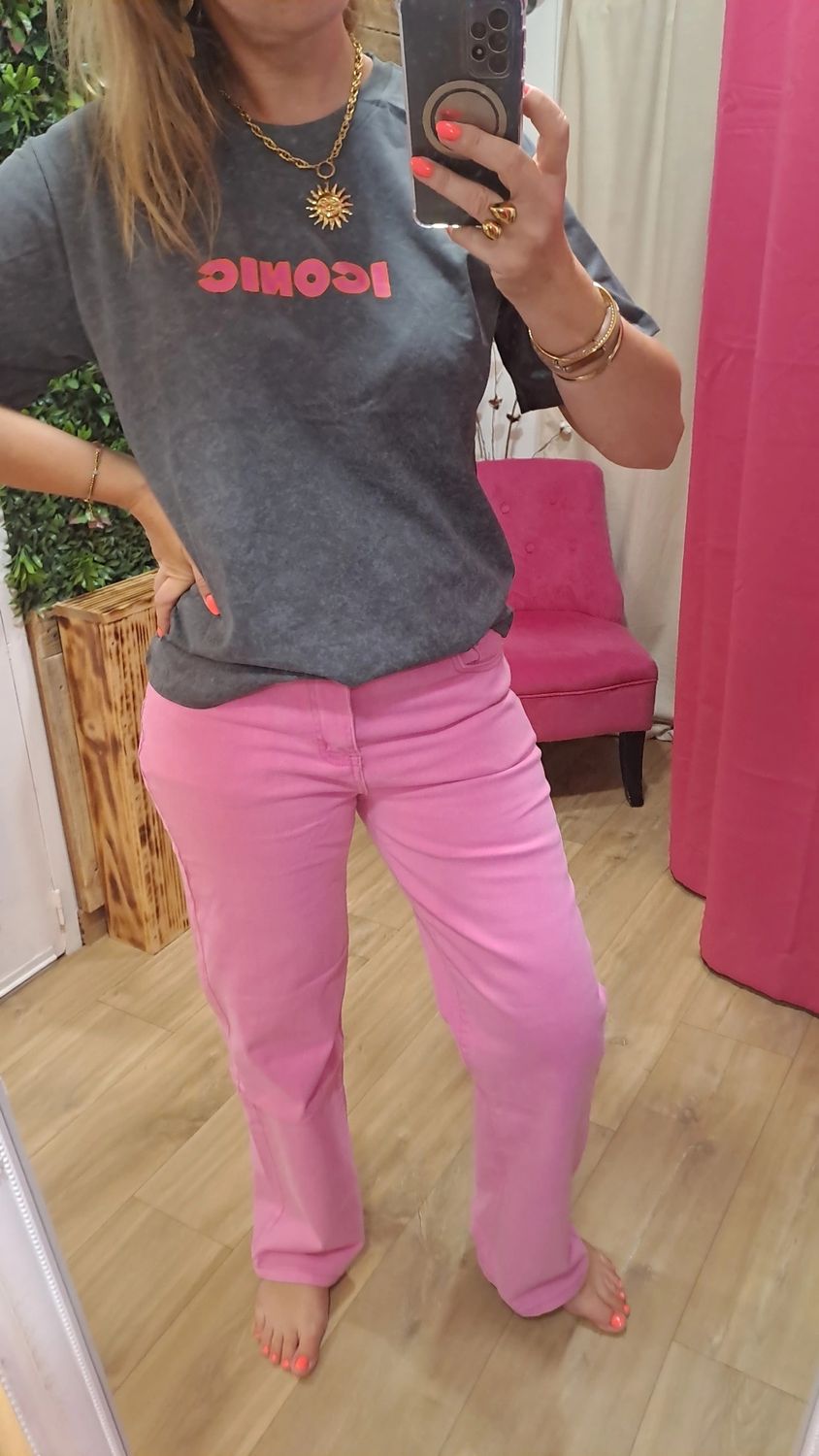 Le jean large fushia