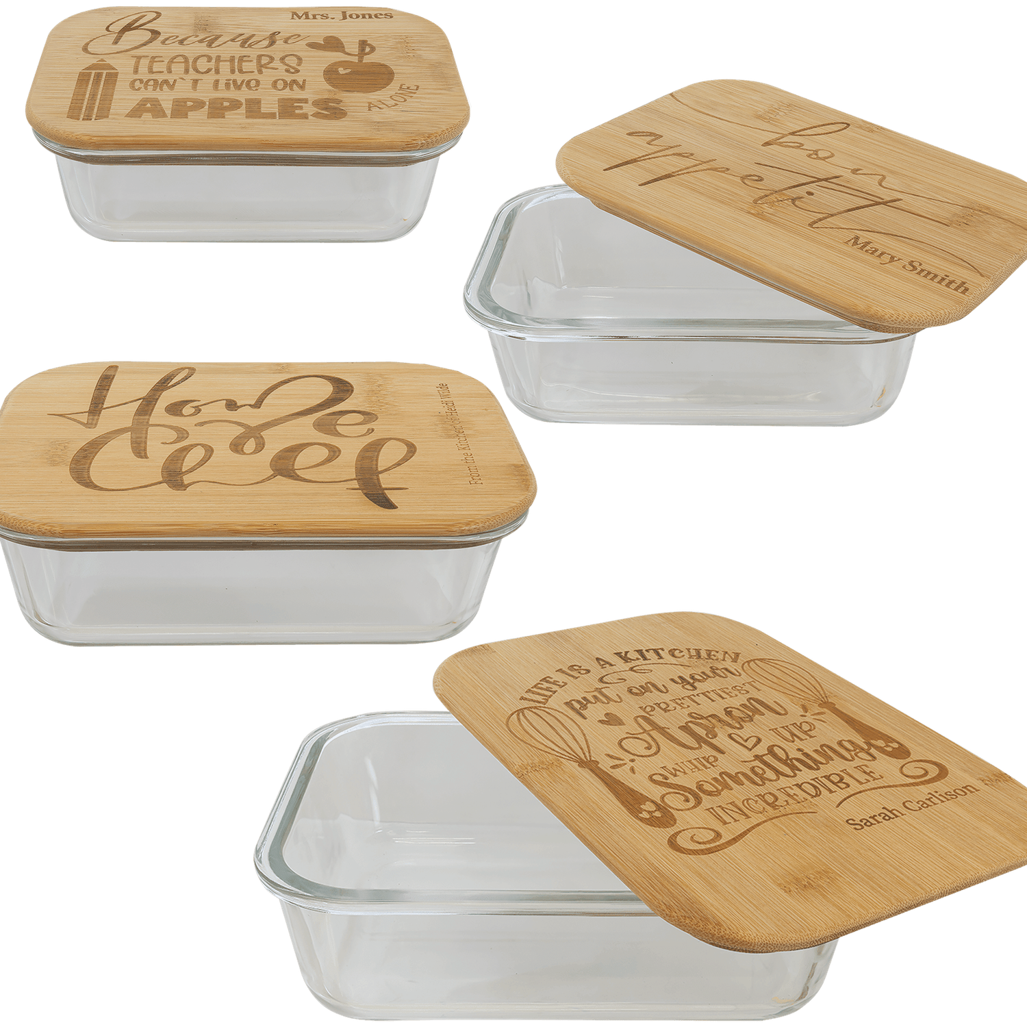 Glass Storage Bowls with sealing Bamboo lid