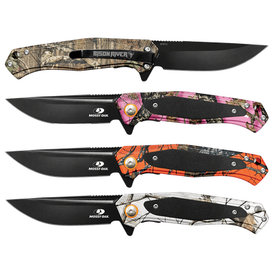 Bison River 4 1/2" Mossy Oak Camo with Black Aluminum Everyday Carry Knife