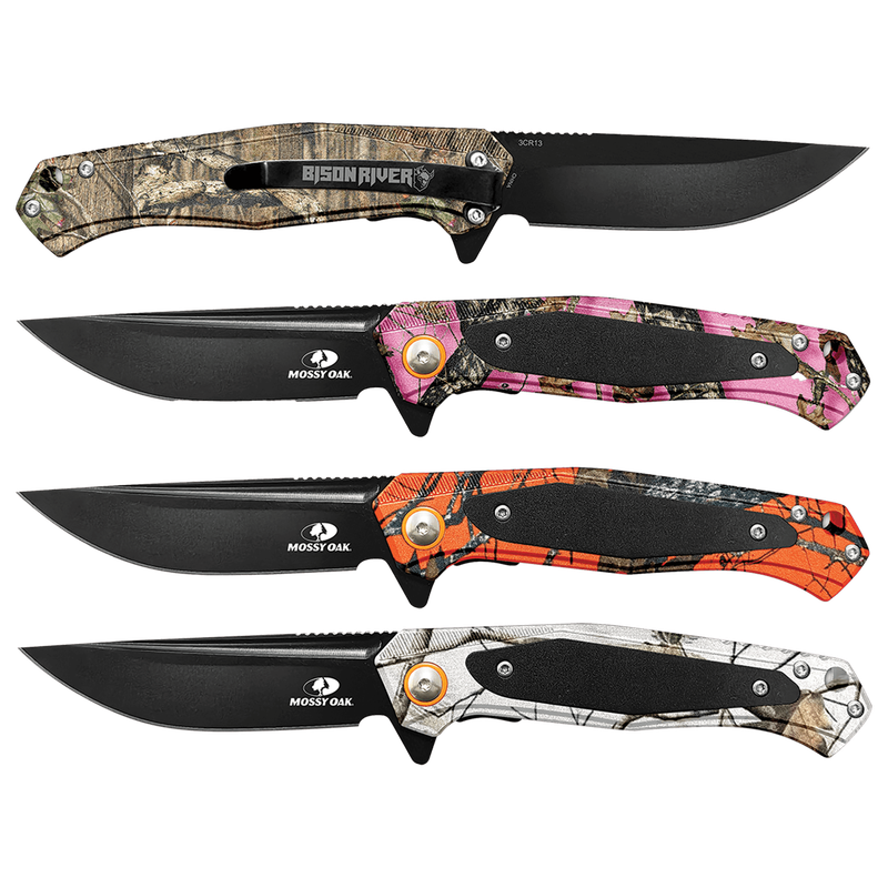 Bison River 4 1/2" Mossy Oak Camo with Black Aluminum Everyday Carry Knife