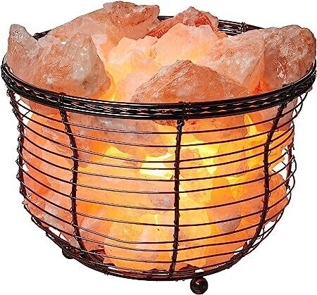 KOH-E-MOHAR Himalayan Pink Salt Basket Stones Style Lamp