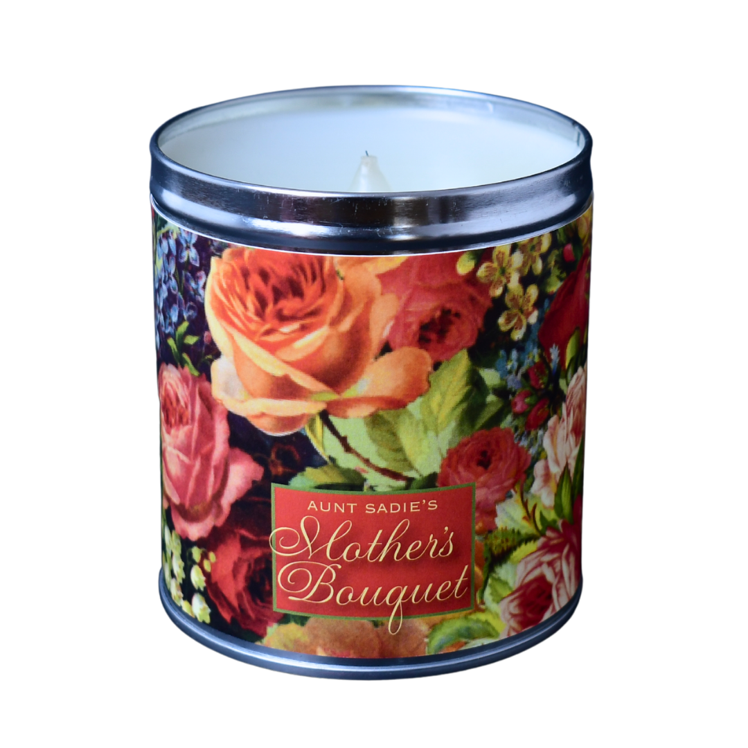 An Aunt Sadie's candle labeled 