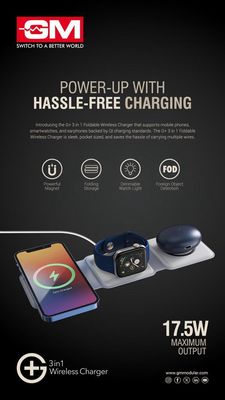 GM 3 in 1 Wireless Charger (1 Year Warranty)