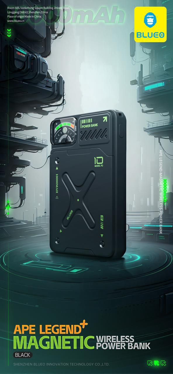 Blueo Ape Legend+ 10000mAh Powerbank Black (6 Months Warranty)