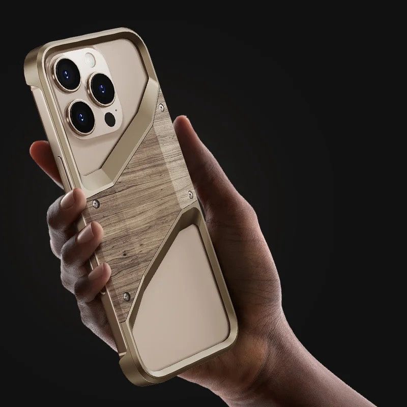 Luxury Metal Frame Solid Real Wood Case
