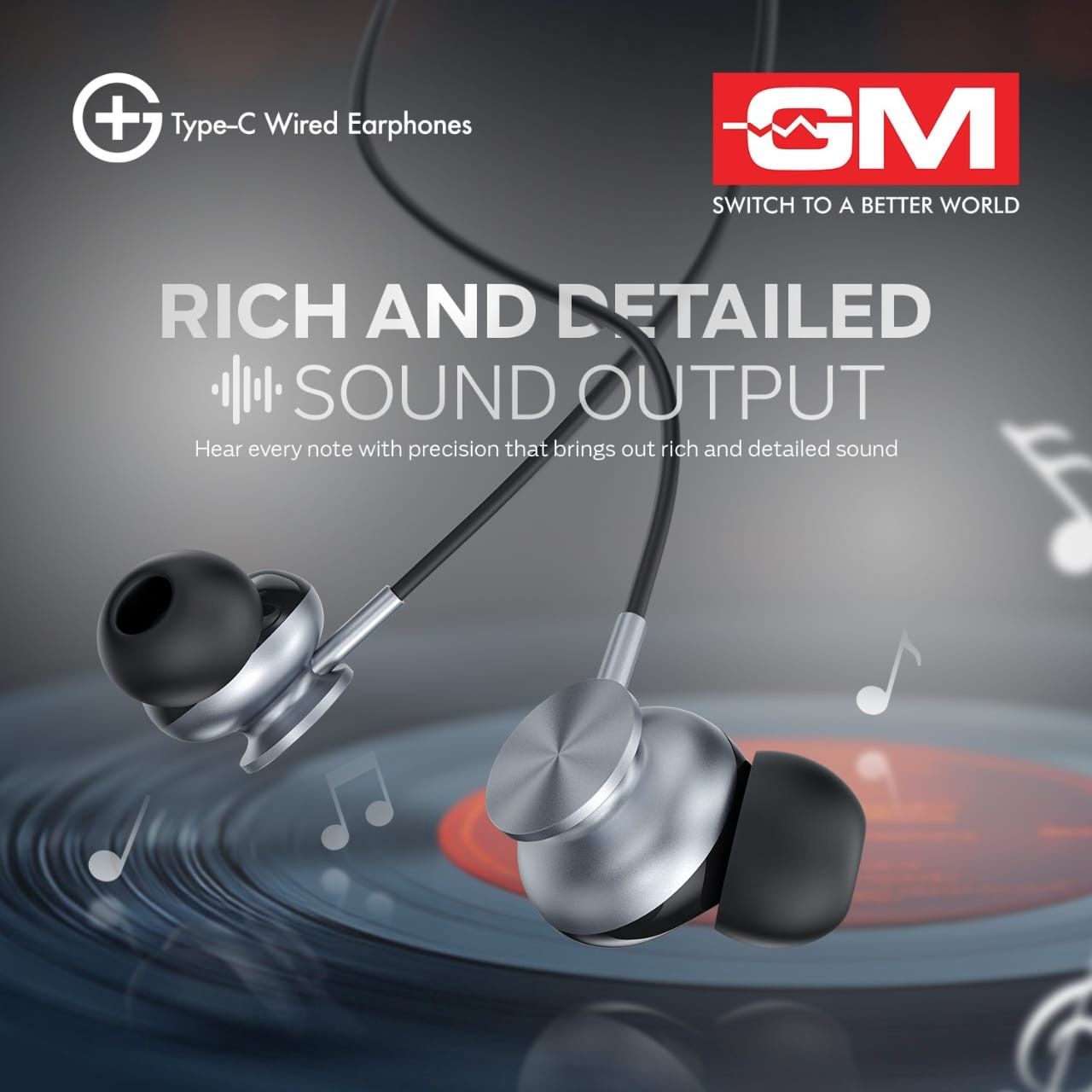 GM Type-C Wired Earphones (1 Year Warranty)