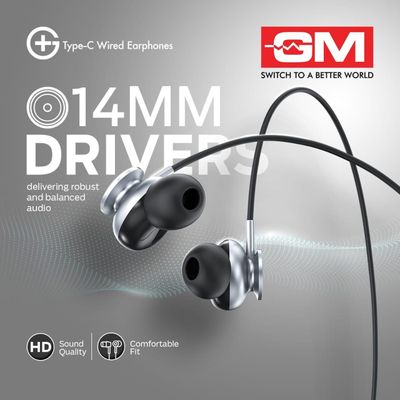 GM Type-C Wired Earphones (1 Year Warranty)