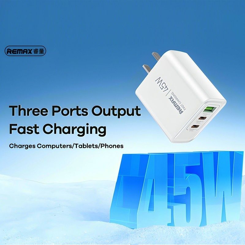 Remax Charger 45W RP-U139 2 Type C - 1 USB Port (1 Year Warranty)