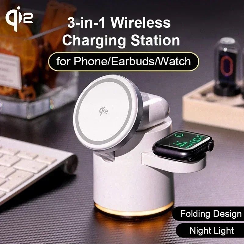 4 in 1 Qi2 Compatible Smart Magsafe Wireless Charger C-16 (6 Months Warranty)
