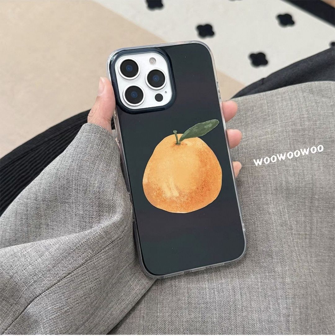 Abstract Print Case (Apple / Banana / Orange), iPhone Model: 15, Colour: Orange