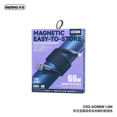 Remax Magnetic Self-Winding Braided Cable C02-CL30W 1.2Mtr (6 Months Warranty)