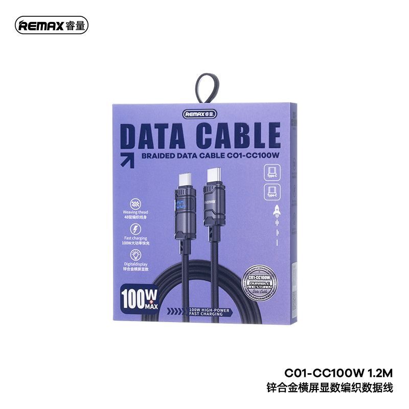 Remax Braided Data Cable 1.2Mtr C01 Black (6 Months Warranty)