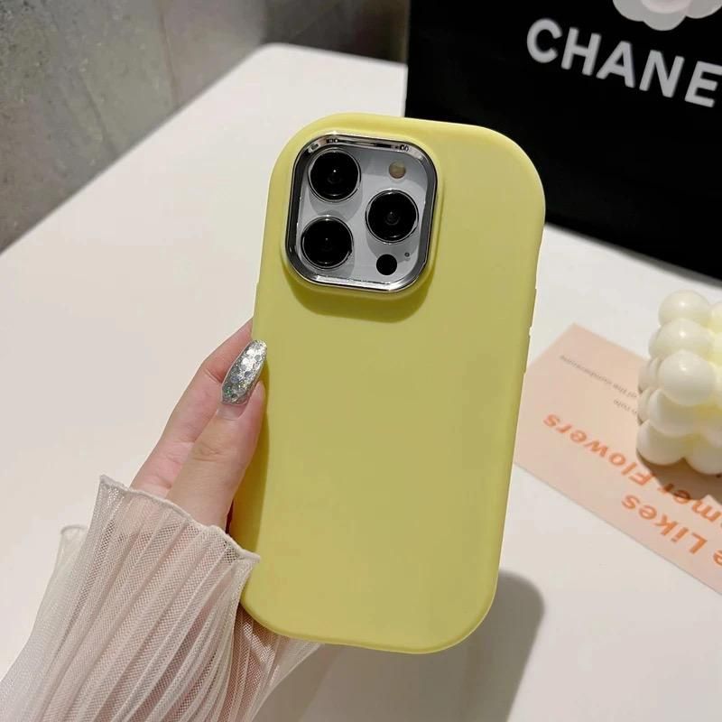 Soft Silicon Silver Lens Case 14 ProMax, Colour: Yellow, iPhone Model: 14 ProMax