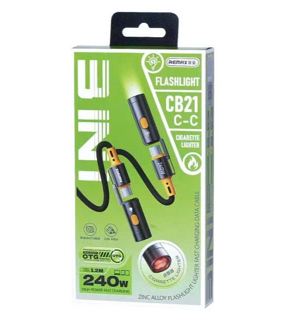 Remax CB21 240W C to C Cable with Lighter &amp; Torch (6 Months Warranty)
