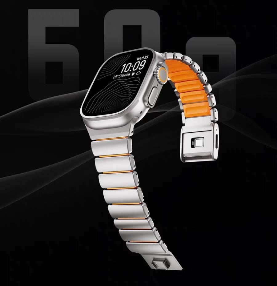 Redefine Metal Watch Band, Colour: Titanium (Metal) Orange (Silicon), Watch Size: 49 / 46 / 45 / 44 mm