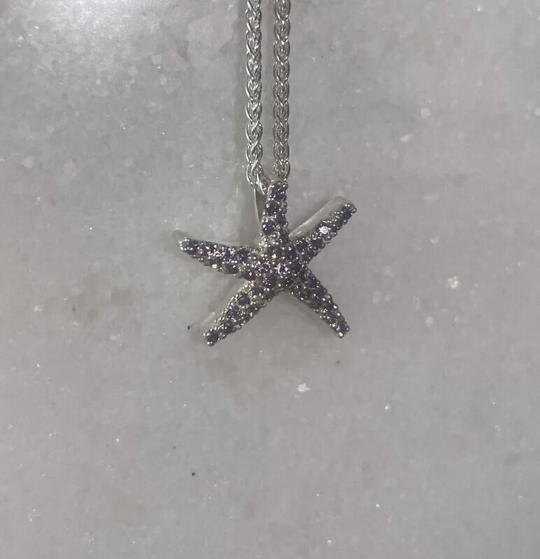 Starfish necklace (Amethyst set) - gold