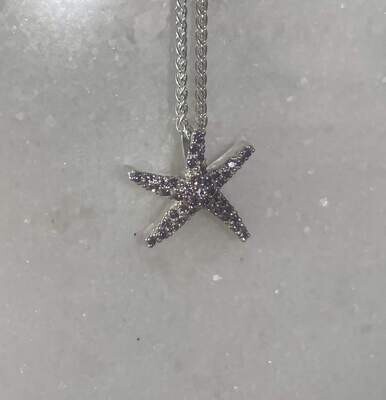 Starfish necklace (Amethyst set) - silver