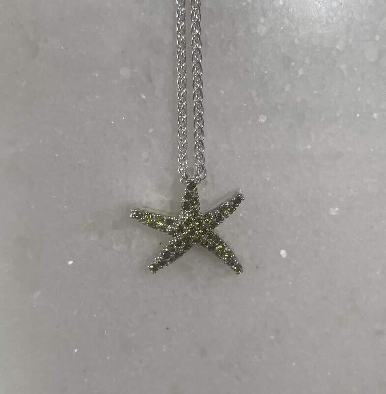 Starfish necklace (Peridot set) - gold