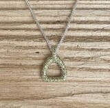 Sleek stirrup necklace (Peridot set) - silver