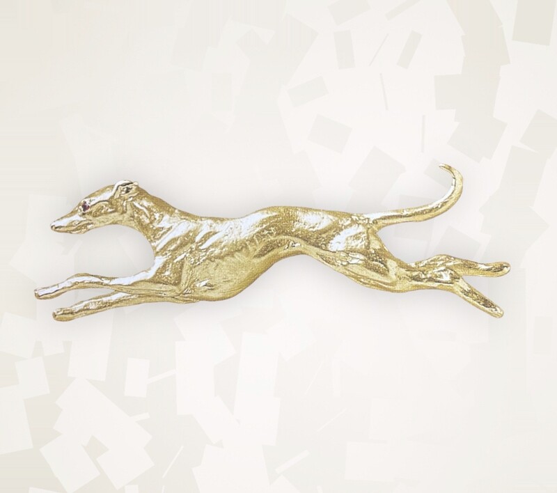 Greyhound brooch - gold