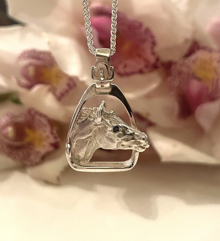 Horse’s head in stirrup (pendant without chain) - silver