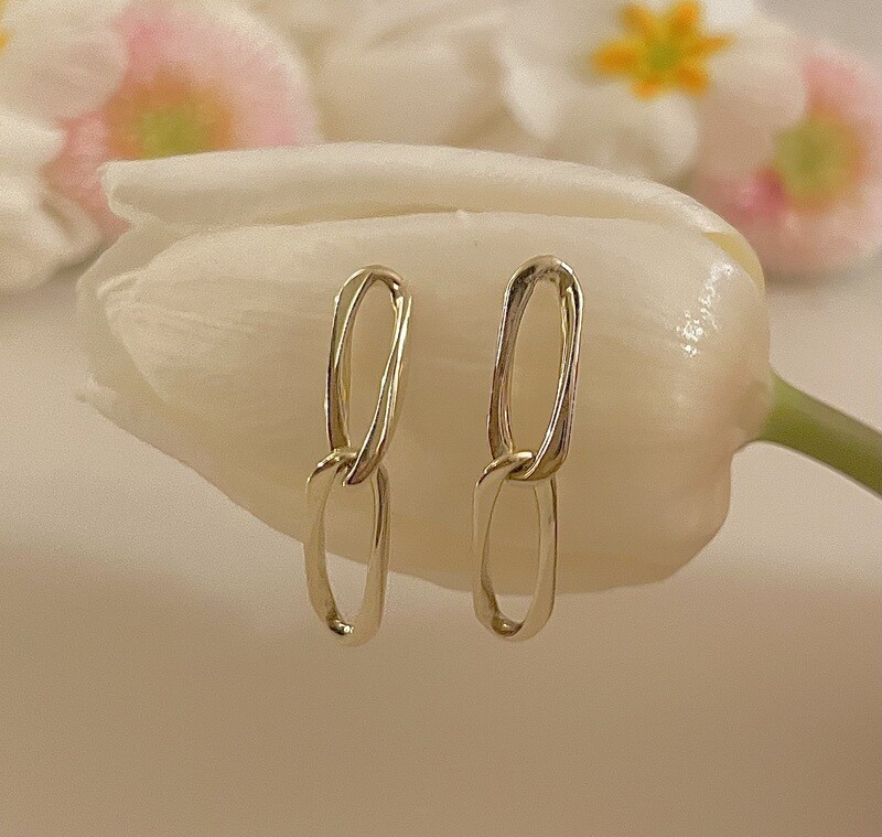 French link earrings - gold