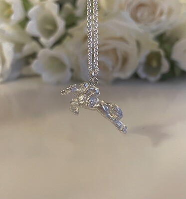 Horse &amp; jockey necklace - silver