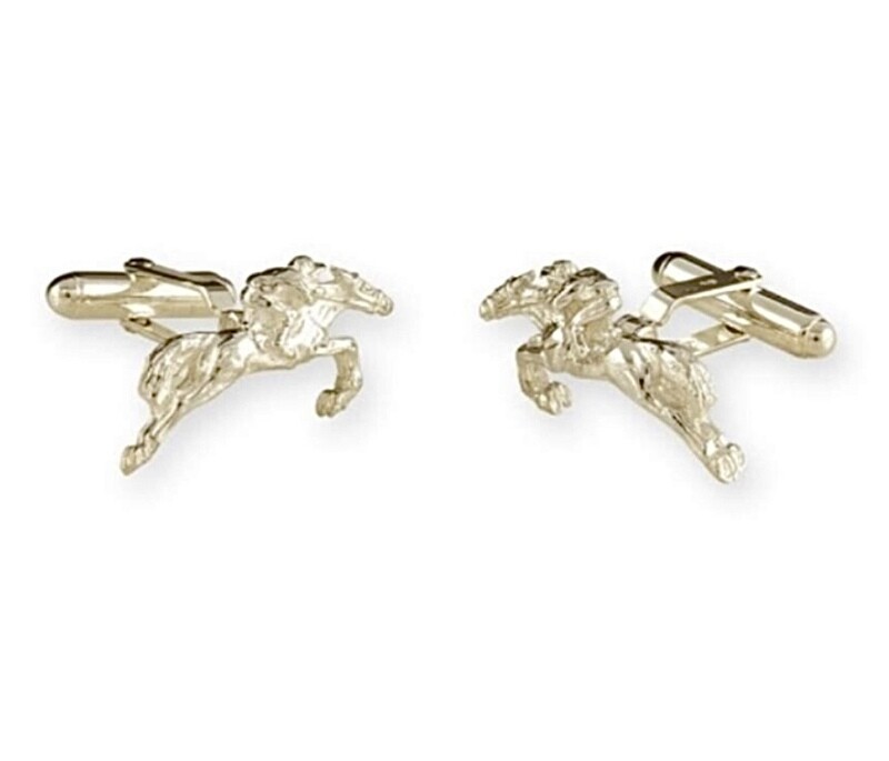 Horse &amp; jockey cufflinks - gold