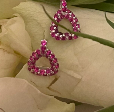 Sleek stirrup stud earrings (Ruby set) - gold