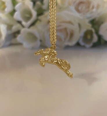 Horse &amp; jockey necklace - gold