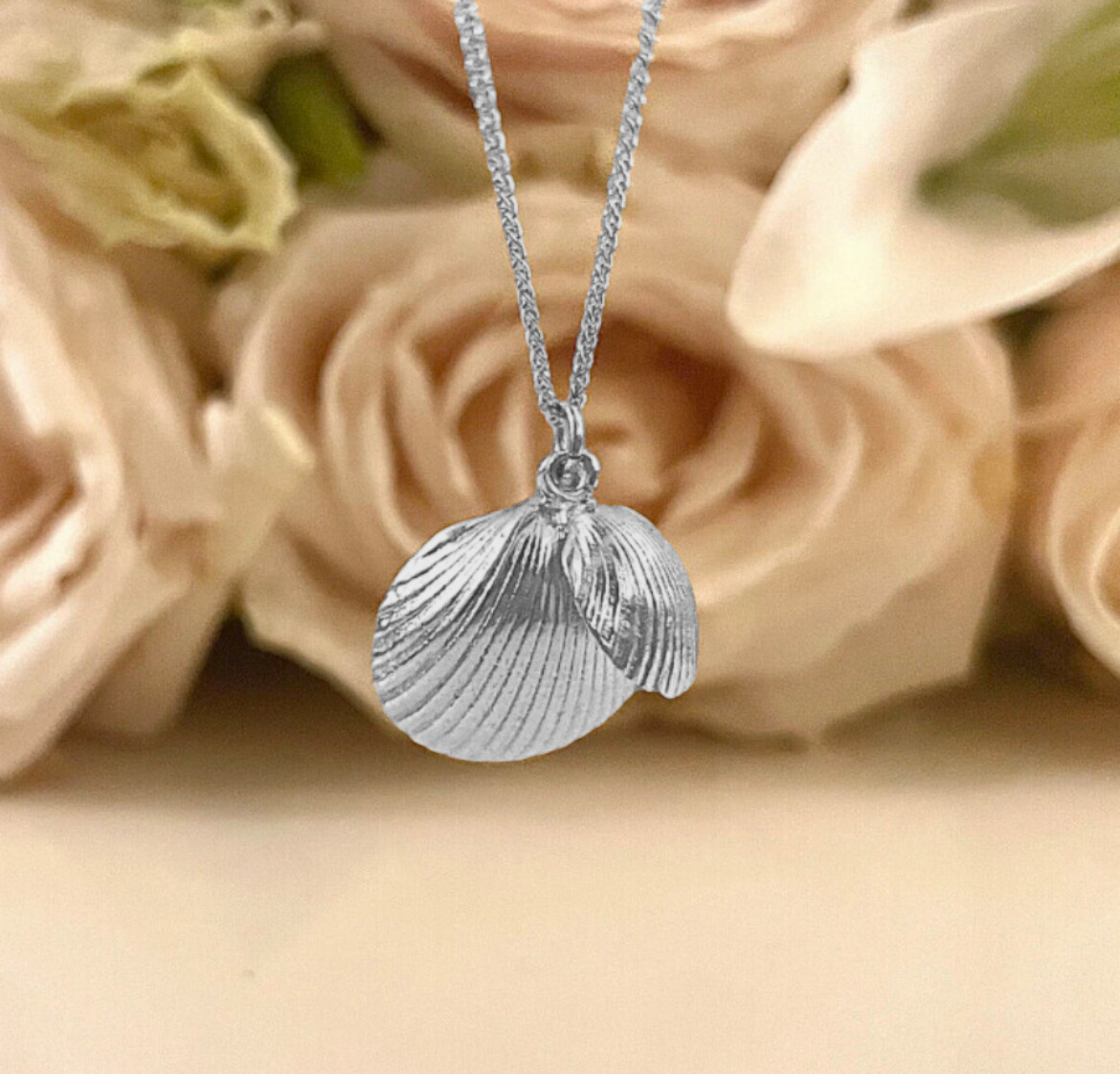 Shell necklace (double) - silver