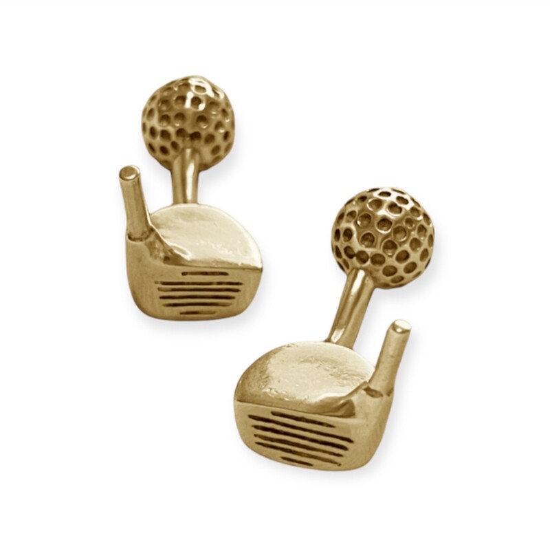 Golf club &amp; ball cufflinks - gold