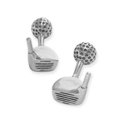 Golf club &amp; ball cufflinks - silver