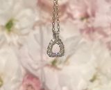 Dainty diamond stirrup necklace - platinum