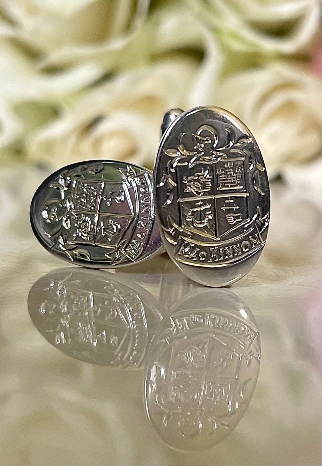 Personalised family crest cufflinks - silver