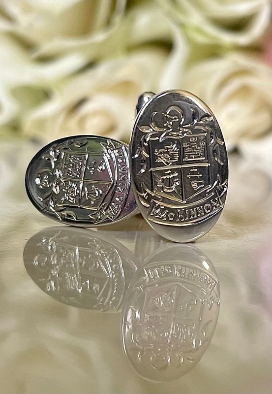 Personalised family crest cufflinks - silver