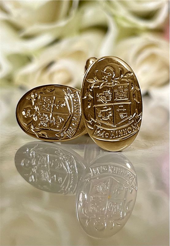Personalised family crest cufflinks - gold