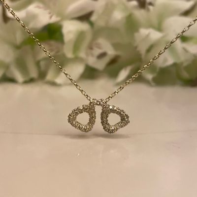 Dainty diamond double stirrup necklace - gold