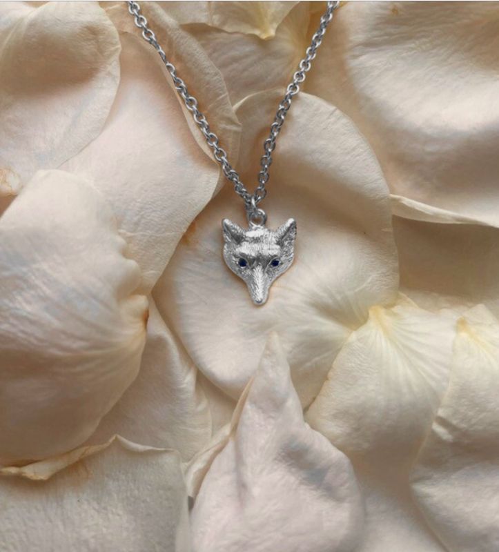 Fox head necklace - silver