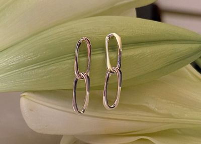 French link earrings - silver