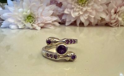 Double hoof ring (Amethyst) - silver