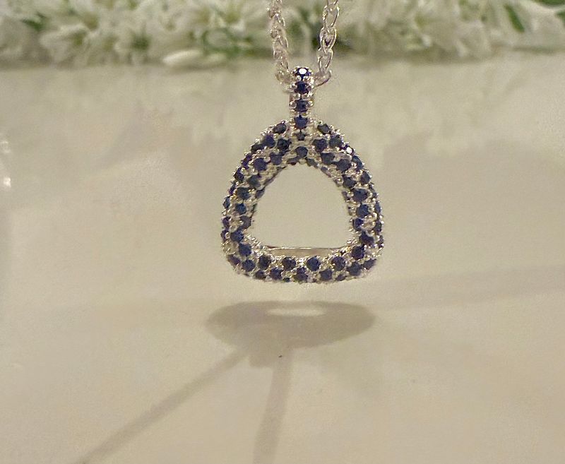 Sleek stirrup necklace (Sapphire set) - gold