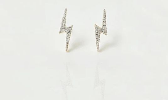 Diamond lightning bolt earrings - gold