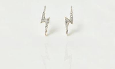 Diamond lightning bolt earrings - gold