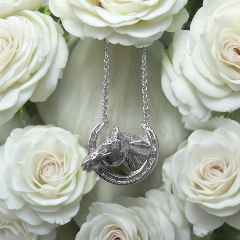 Horse head in shoe necklace - silver