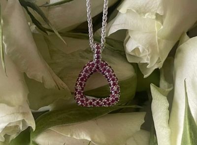 Sleek stirrup necklace (Ruby set) - gold